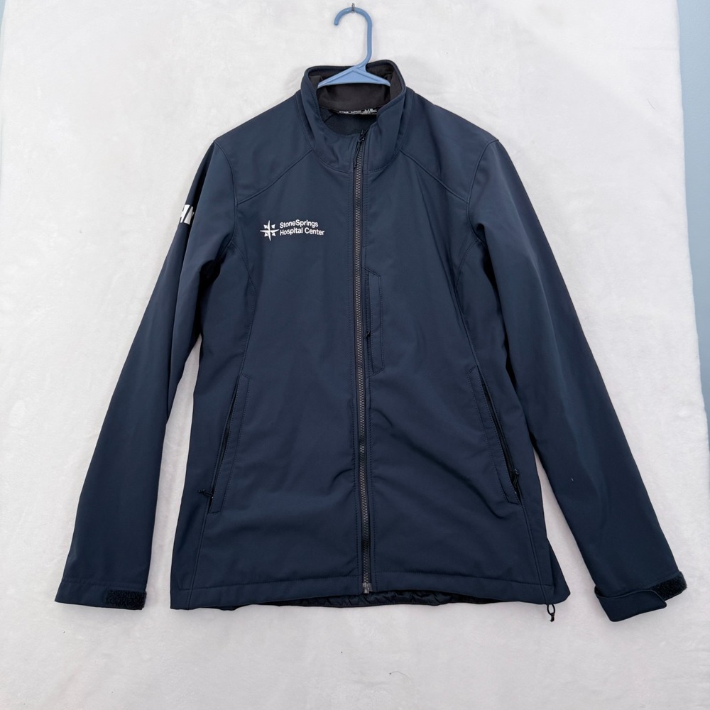 Helly Hansen Jacket Womens L Blue Full Zip Soft Shell Windbreaker Fleece Line